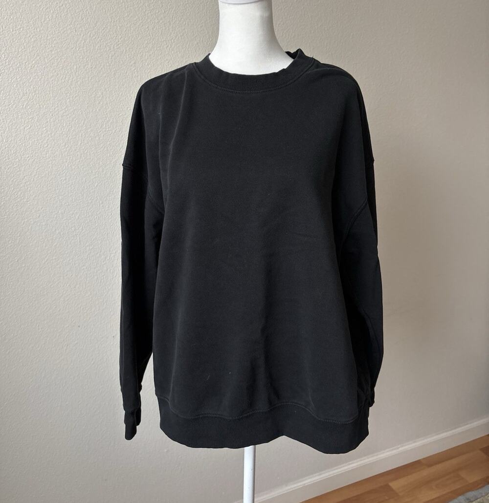 H&M Black Oversized Crewneck Sweatshirt S Drop Shoulder Pullover